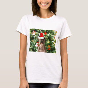 Pitbull Dog Christmas Tree Ornaments Snowman T-Shirt