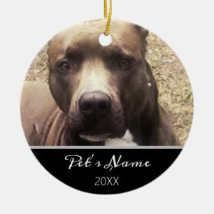 Pitbull Dog Custom Pet Photo Christmas Ceramic Ornament