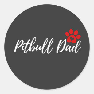 Pitbull Dog Dad Gift for Dog Lovers Classic Round Sticker