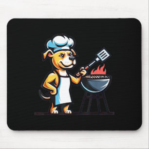 Pitbull dog doing barbecue dog lover funny grill mouse pad