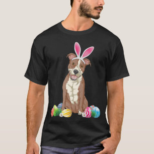 Pitbull Dog Easter Day Bunny Eggs Easter Costume B T-Shirt