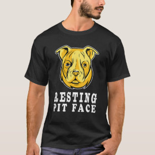 Pitbull Dog Face Resting Pit Face Funny Dog Happy T-Shirt