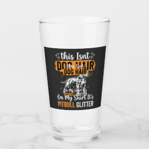 Pitbull Dog Hair Glitter Funny Dog Glass