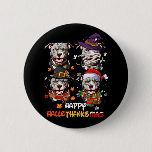 Pitbull Dog Hallothanksmas Halloween Thanksgiving 6 Cm Round Badge