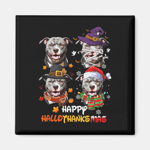 Pitbull Dog Hallothanksmas Halloween Thanksgiving Magnet