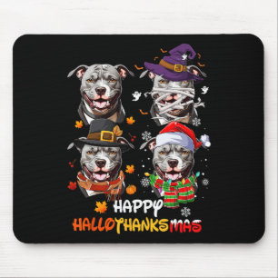 Pitbull Dog Hallothanksmas Halloween Thanksgiving  Mouse Pad