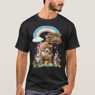Pitbull Dog Happy Easter Bunny Eggs Easter T-Shirt
