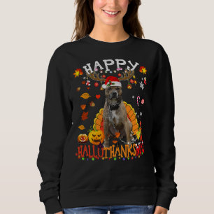 Pitbull Dog Happy Hallothanksmas Halloween Thanksg Sweatshirt