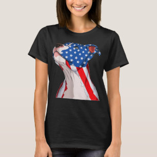 Pitbull dog head USA American Flag Patriotic 4th o T-Shirt
