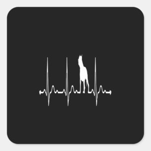 Pitbull dog heartbeat square sticker