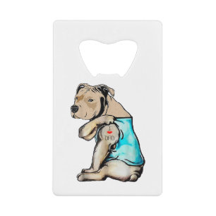 Pitbull Dog I Love Dad Tattoo Funny Family