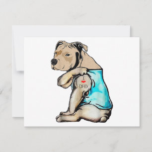 Pitbull Dog I Love Dad Tattoo Funny Family