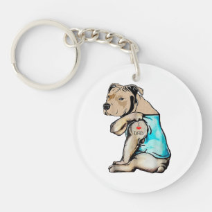Pitbull Dog I Love Dad Tattoo Funny Family Key Ring