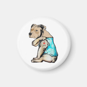 Pitbull Dog I Love Dad Tattoo Funny Family Magnet