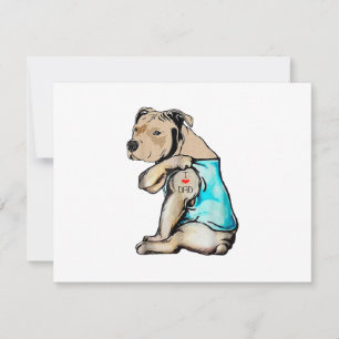Pitbull Dog I Love Dad Tattoo Funny Family RSVP Card