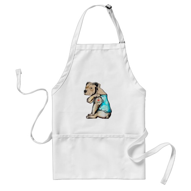 Pitbull Dog I Love Dad Tattoo Funny Family Standard Apron (Front)