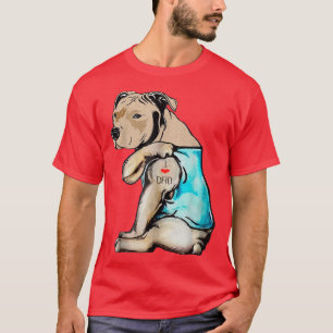 Pitbull Dog I Love Dad Tattoo Funny Family T-Shirt