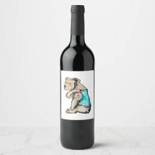 Pitbull Dog I Love Dad Tattoo Funny Family Wine Label