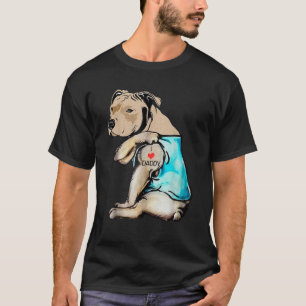 Pitbull Dog I Love Daddy Tattoo Funny Daddy Pitbul T-Shirt