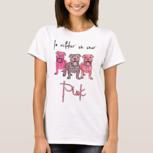 Pitbull Dog In October We Wear Pink Ribbon Breast  T-Shirt
