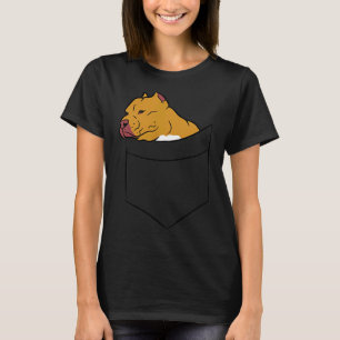 Pitbull Dog In Pocket Funny Pitbull Dog In A Pocke T-Shirt
