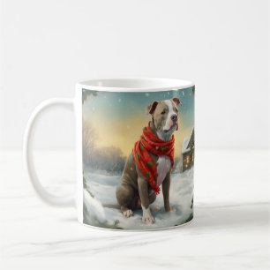 Pitbull Dog in Snow Christmas Coffee Mug
