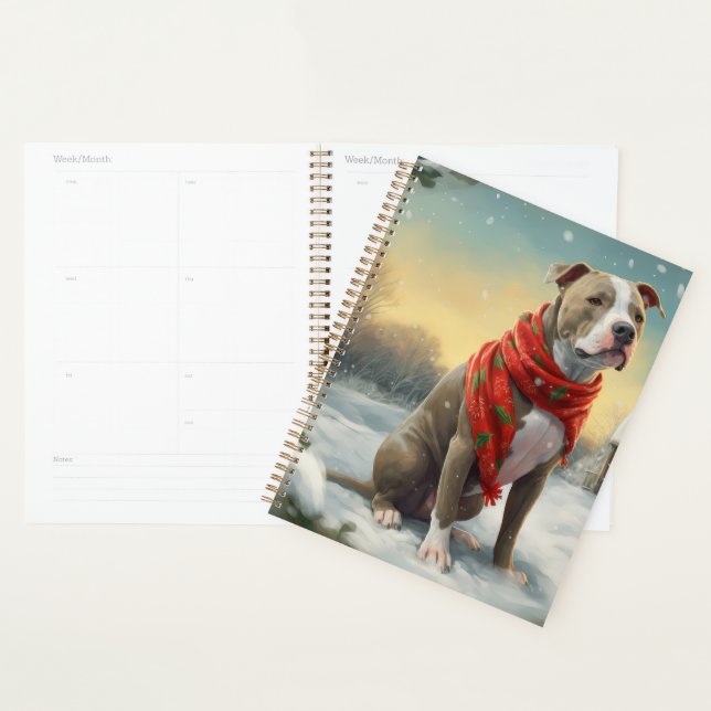 Pitbull Dog in Snow Christmas Planner (Display)