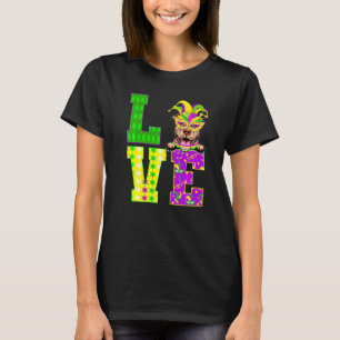 Pitbull Dog Lover I Love Mardi Gras Costume Mask T-Shirt