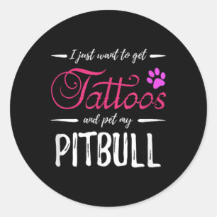 Pitbull Dog Lover Tattoo Shirt Funny Dog Mum Gift Classic Round Sticker