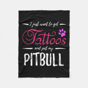 Pitbull Dog Lover Tattoo Shirt Funny Dog Mum Gift Fleece Blanket