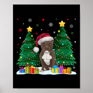 Pitbull Dog Lovers Santa Hat Ugly Christmas Sweate Poster