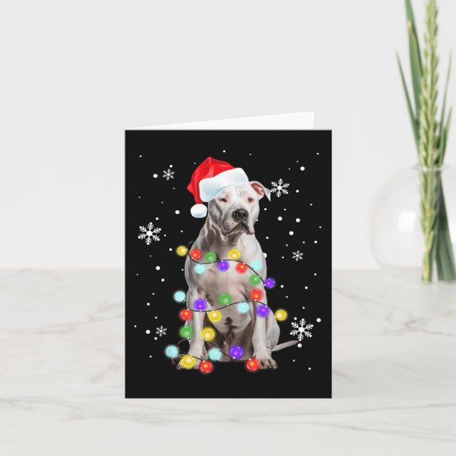 Pitbull Dog Merry Dogmas Santa Pitbull Christmas T Card (Front)