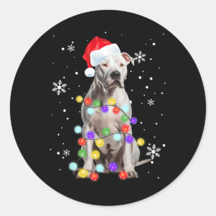 Pitbull Dog Merry Dogmas Santa Pitbull Christmas T Classic Round Sticker