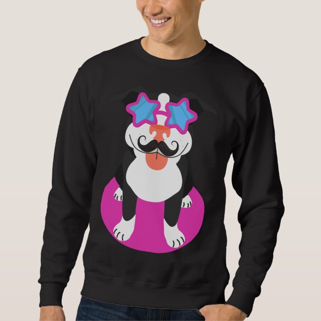 Pitbull Dog Moustache Sweatshirt (Front)