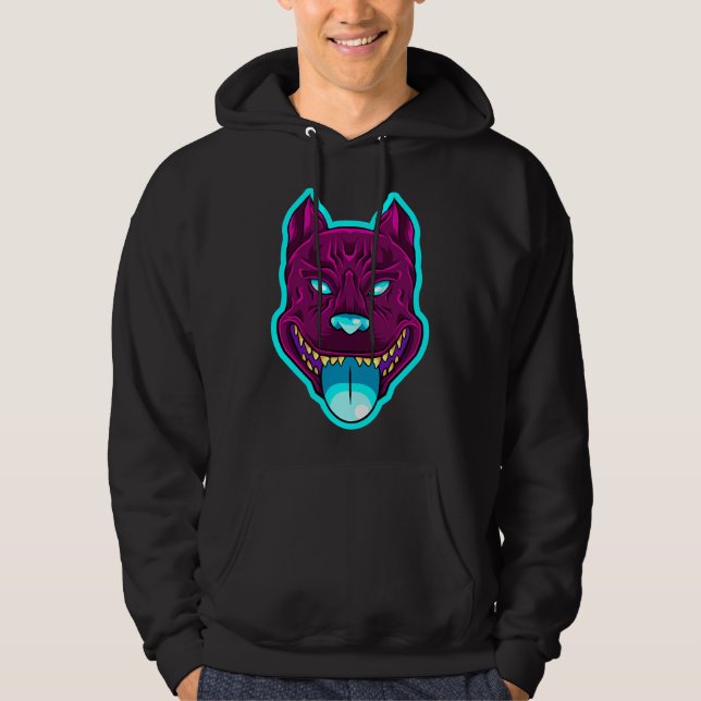 Pitbull Dog Outside Tongue Hoodie (Front)
