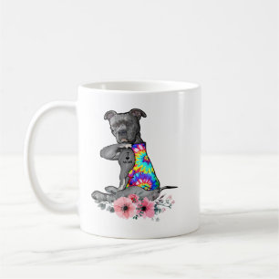 Pitbull Dog Pitbull Dog Tattoo I Love Mom Mothers  Coffee Mug