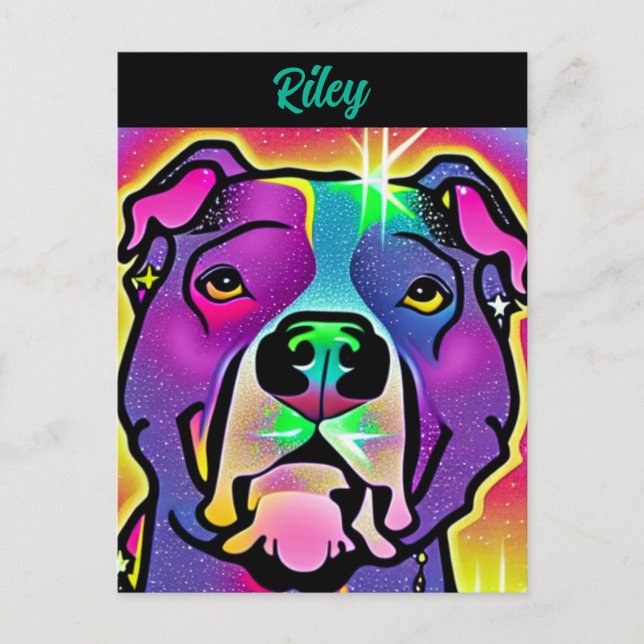 Pitbull Dog Pop Art Personalised   Postcard (Front)