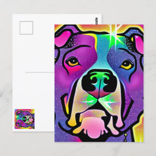 Pitbull Dog Pop Art Postcard