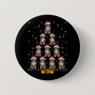 Pitbull Dog Santa Hat Xmas Lights Men Women Christ 6 Cm Round Badge