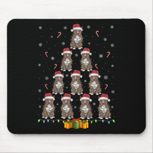 Pitbull Dog Santa Hat Xmas Lights Men Women Christ Mouse Pad