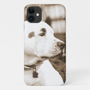 pitbull dog sepia colour hate deed not breed iPhone 11 case