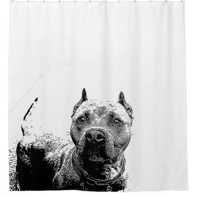 Pitbull dog shower curtain (Front)