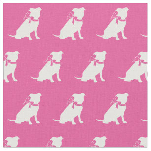 Pitbull Dog Silhouette Pet Pit Bull Pink Fabric