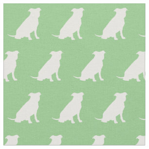 Pitbull Dog Silhouette Pet Pit Bull Sage Green Fabric