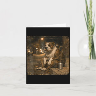 Pitbull Dog Smoking Cigarette Meme Funny Beer Card