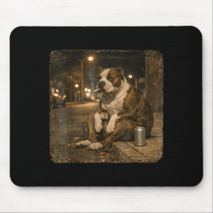 Pitbull Dog Smoking Cigarette Meme Funny Beer Mouse Pad