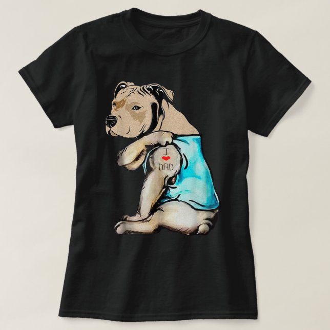 Pitbull Dog Tattoo I Love Mum Mother's Day Gift T- T-Shirt (Design Front)