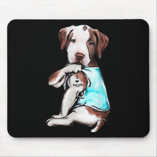 Pitbull Dog Tattoo I Love Mum Mothers Day Lover  Mouse Pad