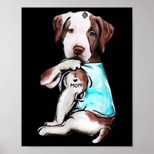 Pitbull Dog Tattoo I Love Mum Mothers Day Lover Poster