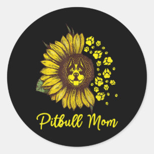 Pitbull Dog Tattoo I Love Mum Tattooed Lover Mothe Classic Round Sticker